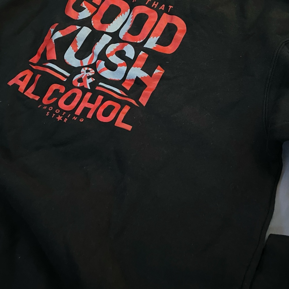 Black Sweatshirt with Red Graphic Print